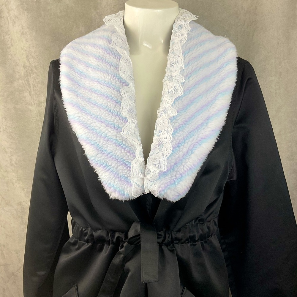 Upcycled Vintage faux sherpa pastel striped detachable collar OSFM